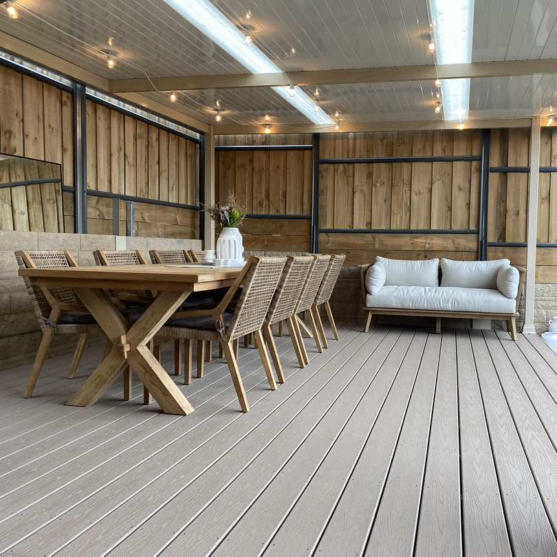 Outdoor decking using trex components